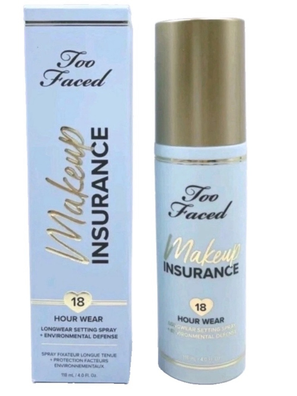 Too Faced Makeup Insurance Setting Spray +Blue Light Defense 4oz/118ml New Boxed